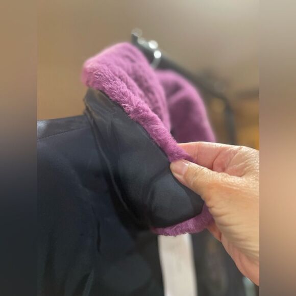 Random Identities Purple Faux Fur Black Windbreaker w/ Tags Size: S Unisex - Picture 9 of 9